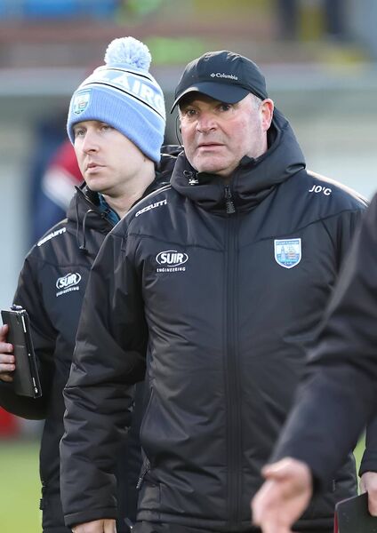 Waterford manager James O'Connor is a disappointed figure after the game. 