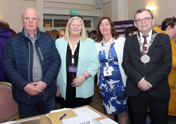 The Mayor of Waterford City &amp; County, Cllr. Seamus Ryan pictured with Cllr.Donal Barry, Frances Jacob and Mary Rea, Autism Friendly Waterford