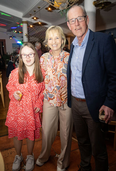  Paula, Aoife and Daithí De Paor, at One the Waterfront for Gaelscoil Philib Barún's 40th anniversary reunion.