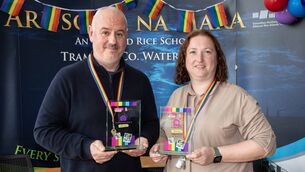 <p>Pictured are Mr. Downey and Ms. Westnott with the awards. Photo: John Power</p>