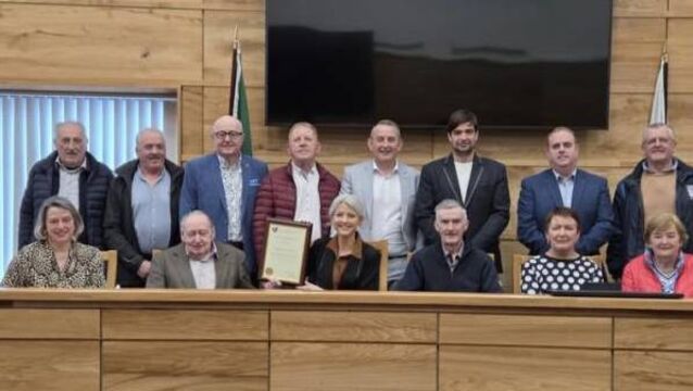 <p>The Ballymacarbry Tidy Towns Committee celebrating their gold medal win in the National Supervalu Tidy Towns Competition</p>