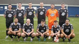 <p>The Tycor AFC team that salvaged a draw away to Waterford Crystal. Photo: Paul Elliott. </p>