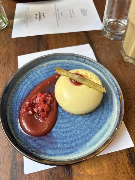 The Rhubarb and Ginger Bavarois at Cookhouse 360.