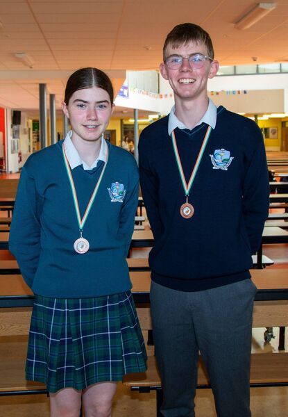 Liam Casey (winner of the Post Junior Cert Boys) and Eimear Casey (second in the Third Year Girls category)