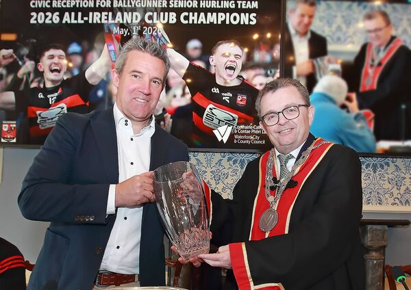 Ballygunner Manager Jason Ryan with Mayor of Waterford City and County, Cllr. Seamus Ryan. Photo: Noel Browne