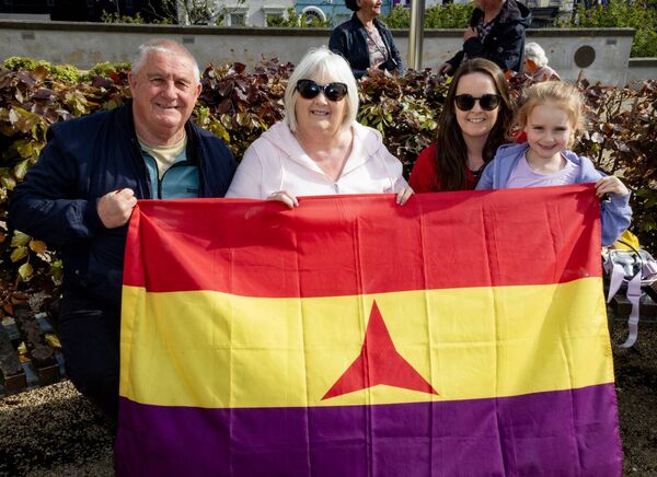 Pat Fitzgerald, Carmel McEvoy, Louise McEvoy and Zoe Devereux, at the wreath laying at the Spanish Civil War Memorial. Photo: Joe Evans