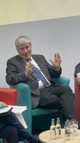 Mulhall speaking at a SETU Waterford conference alongside SETU academics and members of the Southern Regional Assembly. Photo: Alex Cunningham