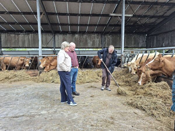 A social farming participant from Seabreeze with Dungarvan Social Farmer Ger O' Grady and Minister Mary Butler TD. 