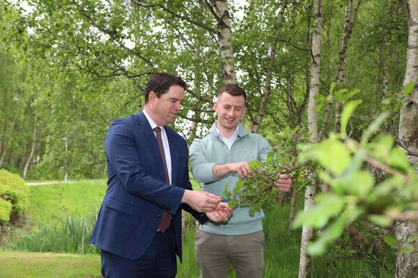 Minister for Agriculture, Food and the Marine, Martin Heydon TD with Liam Whitford, Department Inspector, at the launch of the Plant Health and Biosecurity Strategy 2026-2030 at the Backweston laboratories in Kildare. Minister for Agriculture, Food and the Marine, Martin Heydon TD with Liam Whitford, Department Inspector, at the launch of the Plant Health and Biosecurity Strategy 2026-2030 at the Backweston laboratories in Kildare.