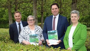 <p>Micheál Rooney, Department of Agriculture, Food and the Marine Horticulture and Plan Health Division, Louise Byrne, Chief Plant Health officer, Minister for Agriculture, Food and the Marine, Martin Heydon TD and Deirdre Fay, Senior Department Inspector, at the launch of the Plant Health and Biosecurity Strategy 2026-2030 at the Backweston laboratories in Kildare.</p>