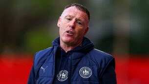 <p>Waterford FC manager Graham Coughlan reacts to a St. Pat's goal during their SSE Airtricity Men's Premier Division clash at Richmond Park. Photo: INPHO/Andrew Conan</p>