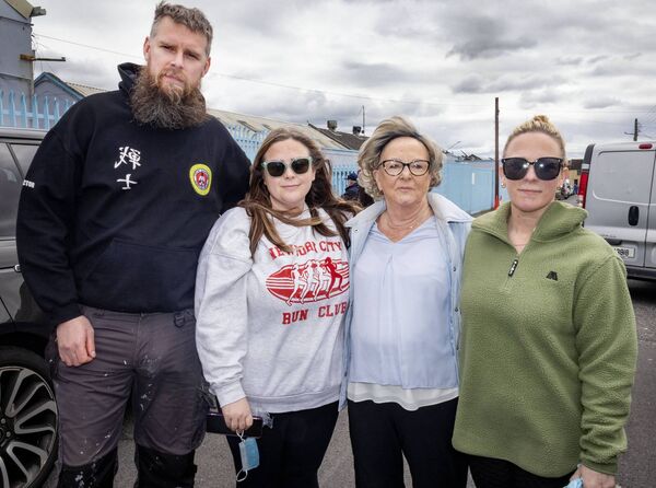 Paul Hearne, Celtic Warrior Martial Arts, Ellenor Upton, Waterford Centre of Music, Blánaid MacCann, NoMac, and Jean Upton, Waterford Centre of Music, at the Tycor Business Centre. 	Photo: Joe Evans