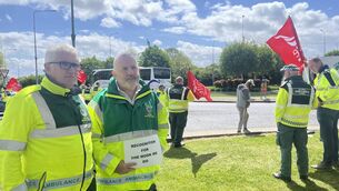 <p>Tony Maddigan and Sean Wade on the picket line this morning outside University Hospital Waterford. Photo: Darragh Murphy</p> <p>Tony Maddigan and Sean Wade on the picket line this morning outside University Hospital Waterford. Photo: Darragh Murphy</p>