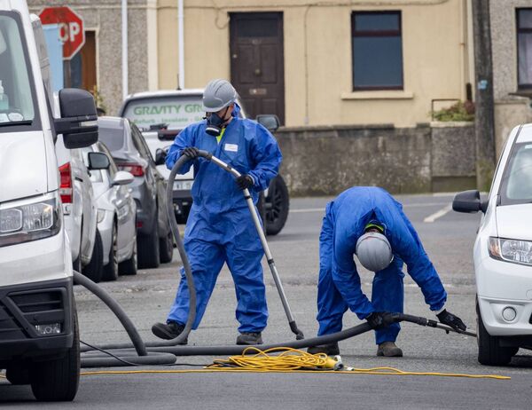 The clean up begins at the surrounding area of the Juye Factory. Photo: Joe Evans