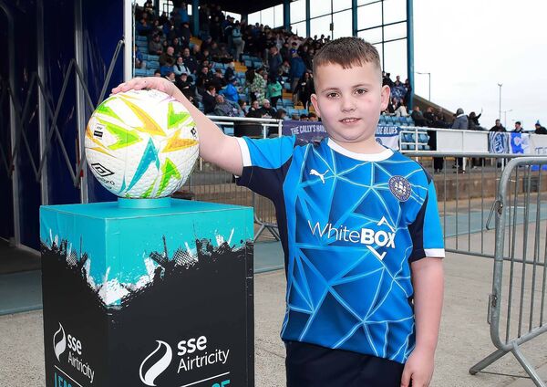Mascot Ryan Jacob, who plays for Southend United is pictured before the game. Mascot Ryan Jacob, who plays for Southend United is pictured before the game.