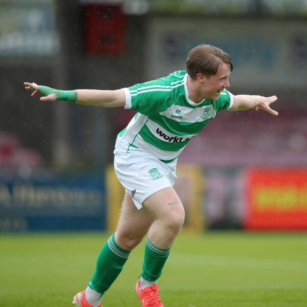 Villa's Shane Keenan wheels away in delight after scoring the third goal against Aisling Annacotty. Villa's Shane Keenan wheels away in delight after scoring the third goal against Aisling Annacotty.