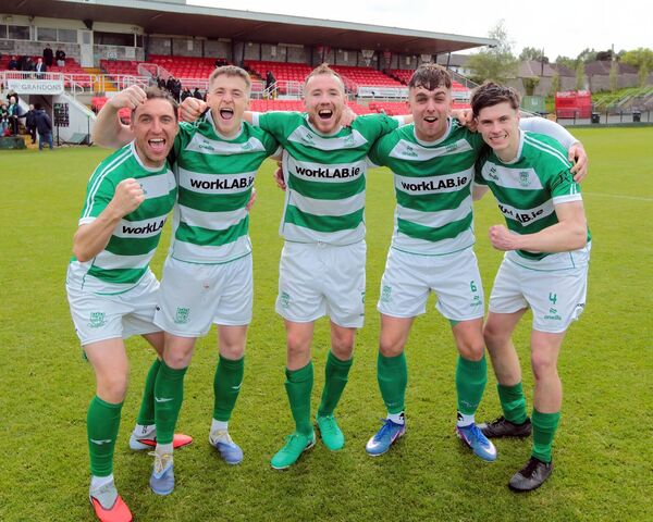 Villa players Conor Whittle, Adam Conway, James Kennedy, Luke Walsh and Conor Kilgannon celebrate their famed Munster Junior Cup final success. Villa players Conor Whittle, Adam Conway, James Kennedy, Luke Walsh and Conor Kilgannon celebrate their famed Munster Junior Cup final success.