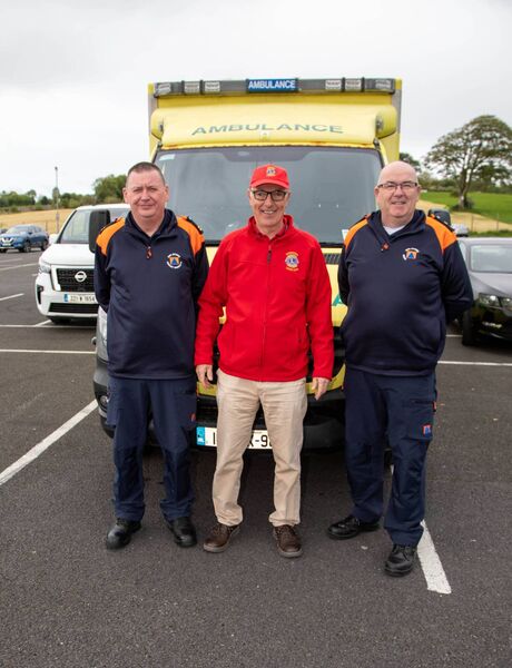 Cycle Coord. Denis Kennedy with Derek Kirby and Thomas Durney, Civil Defence. Photo: John Power