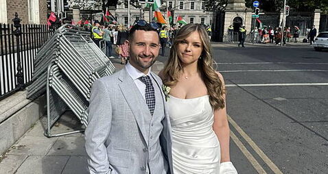 Bride and groom join pro-Palestine protest in Dublin