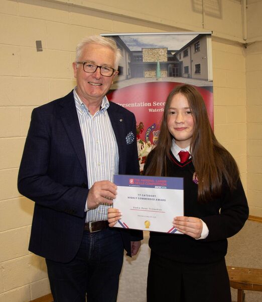 The National Career’s Skills Award presented to Sadie Rose Tritschle, pictured with guidance counsellor Declan Murphy. Photo: John Power