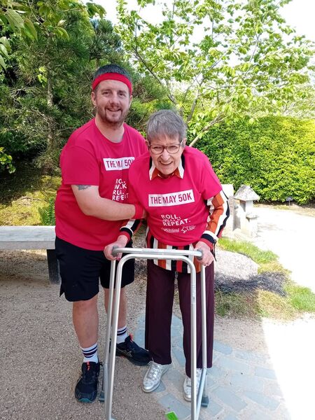 Ann Van Hemelendonck with Chris Conroy, her physical activities coordinator. Ann Van Hemelendonck with Chris Conroy, her physical activities coordinator.