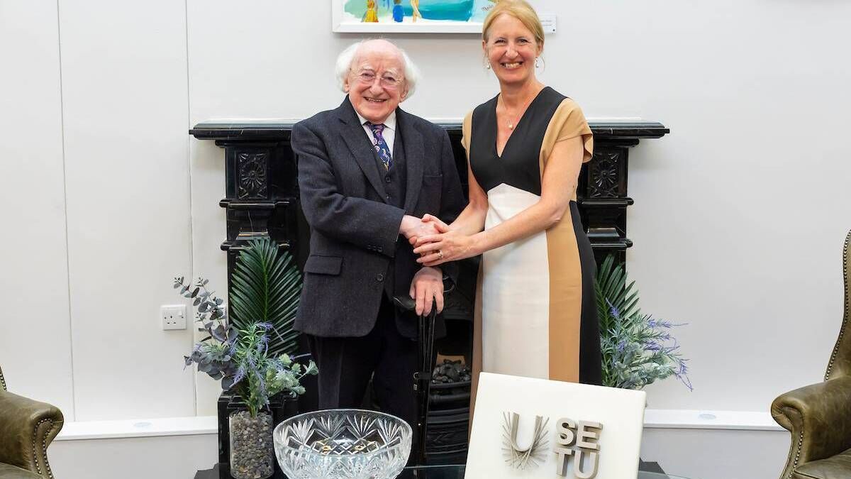 Michael D. Higgins is presented with 2026 Mike Cooley Award at SETU's Waterford campus