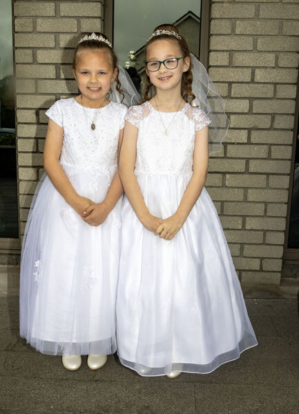  Twins, Connie and Beth Jacob, St. Ursula's, who received their First Holy Communion at the Sacred Heart Church.