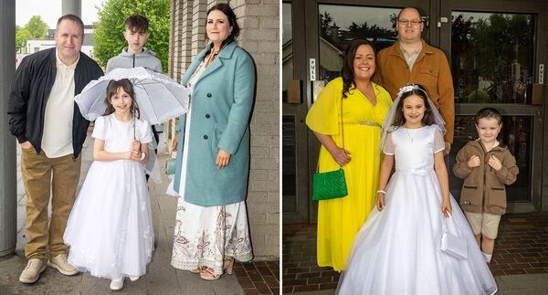  Faye O'Connor, (left), and Eila Sutton, (right), St. Ursula's, who received her First Holy Communion at the Sacred Heart Church.