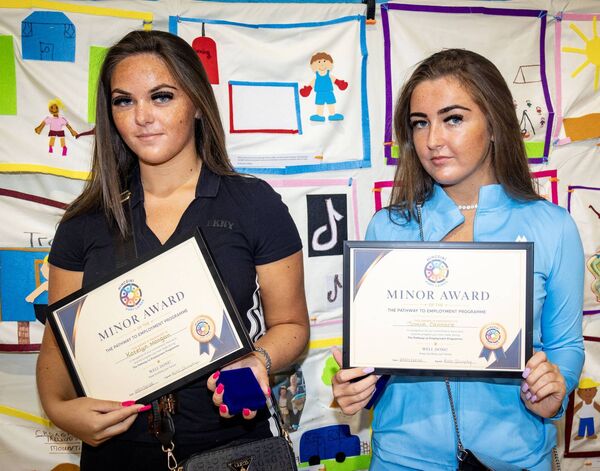 Katelyn Mongan and Josie Connors received their certificates and medals for Minor Award of the Pathway to Employment Programme, at Traveller Pride. Photo: Joe Evans