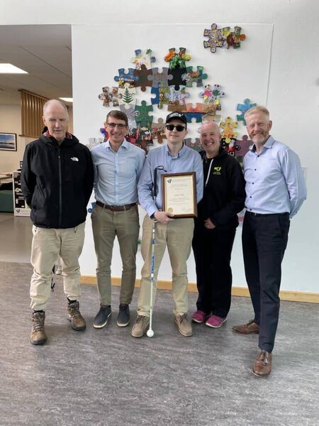 L-R Paul O’Rahilly, Pádraig Healy (Vision Sports Ireland), Vincent Keane, Liz Clifford (Tennis Ireland), Kieran O’Sullivan (Tramore Tennis Club). L-R Paul O’Rahilly, Pádraig Healy (Vision Sports Ireland), Vincent Keane, Liz Clifford (Tennis Ireland), Kieran O’Sullivan (Tramore Tennis Club).