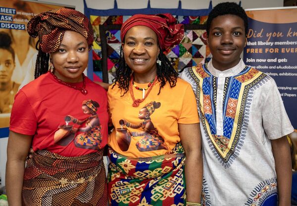 Goodness, Benedicth and Bright, at Africa Day 2026. Photo: Joe Evans Goodness, Benedicth and Bright, at Africa Day 2026. Photo: Joe Evans