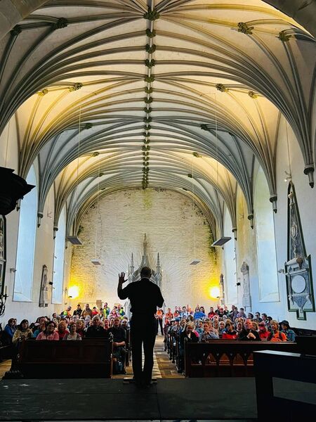 Dean Paul Draper speaking to the St. Declan's Way walkers in St Carthage's Cathedral - Lismore on Saturday