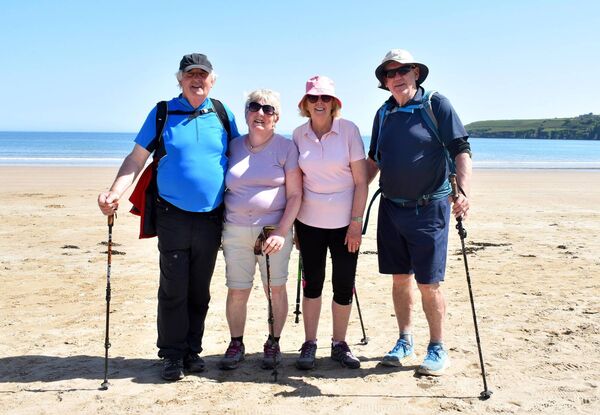 Enjoying a stop at Ardmore beach before heading for a cuppa at the end of Stage 6 on St Declan's way 2026 Enjoying a stop at Ardmore beach before heading for a cuppa at the end of Stage 6 on St Declan's way 2026