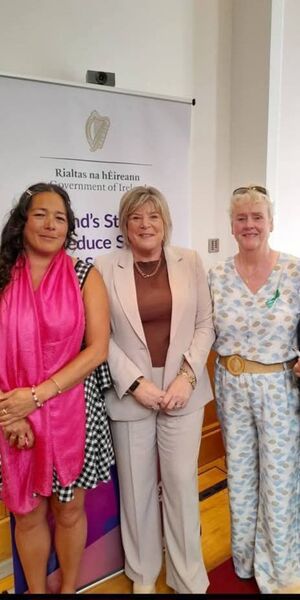Minister Butler pictured with Tasha Lannigan and Phyllis Conway from Co Waterford