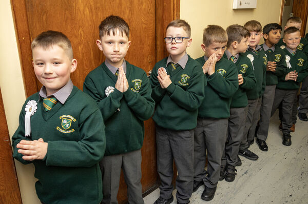  Pupils of Scoil Lorcain waiting to receive their First Holy Communion at the Sacred Heart Church.