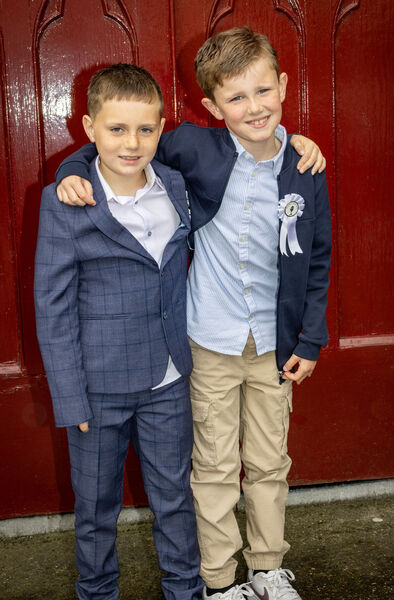 Friends, Jayden Petersen and Louie Hickey, St. Declan's, who received their First Holy Communion at St. John's Church.
