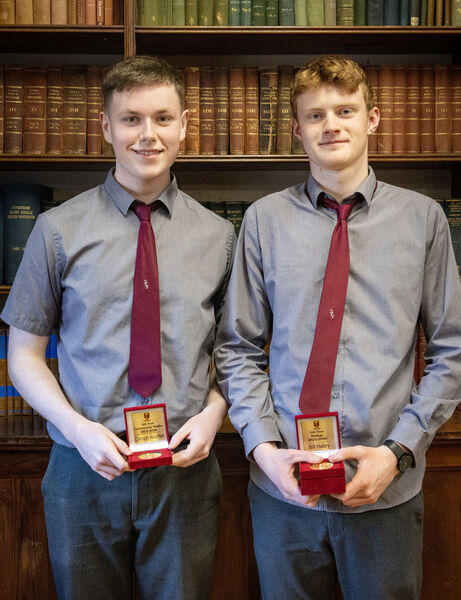 Darragh Houlihan, 6th Year Construction Studies, and Bill Halley, 6th Year Biology, at the De La Salle College Senior Awards day. Darragh Houlihan, 6th Year Construction Studies, and Bill Halley, 6th Year Biology, at the De La Salle College Senior Awards day.