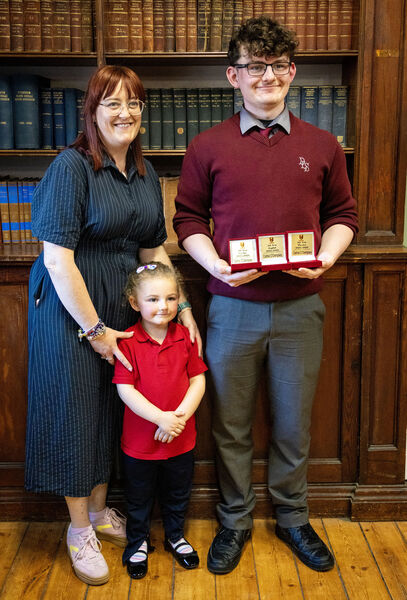 Cathal O'Dempsey received 5th Year Gaeilge, 5th Year English and 5th Year Physics awards. Cathal O'Dempsey received 5th Year Gaeilge, 5th Year English and 5th Year Physics awards.