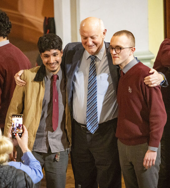 One last memory for Surya Immanni and Fredd Kennedy with Br. Ben, as sixth year members of the De La Salle College Senior Choir performed their last concert. One last memory for Surya Immanni and Fredd Kennedy with Br. Ben, as sixth year members of the De La Salle College Senior Choir performed their last concert.
