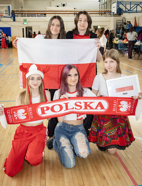 Students representing Poland at Culture Day at Our Lady of Mercy Secondary School. Students representing Poland at Culture Day at Our Lady of Mercy Secondary School.