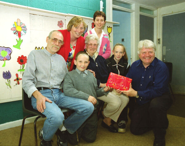 Pictured at St. Saviour's NS. for a presentation to David English, who was the winner of the National Ringo Poster, competition, front, William English, David English, winner, Mary English, grandmother, Louise English and Don Conroy, RTE, standing, Enna Ní Lamhna, RTE and Mrs. Tobin, teacher, back in 2000. Pictured at St. Saviour's NS. for a presentation to David English, who was the winner of the National Ringo Poster, competition, front, William English, David English, winner, Mary English, grandmother, Louise English and Don Conroy, RTE, standing, Enna Ní Lamhna, RTE and Mrs. Tobin, teacher, back in 2000.