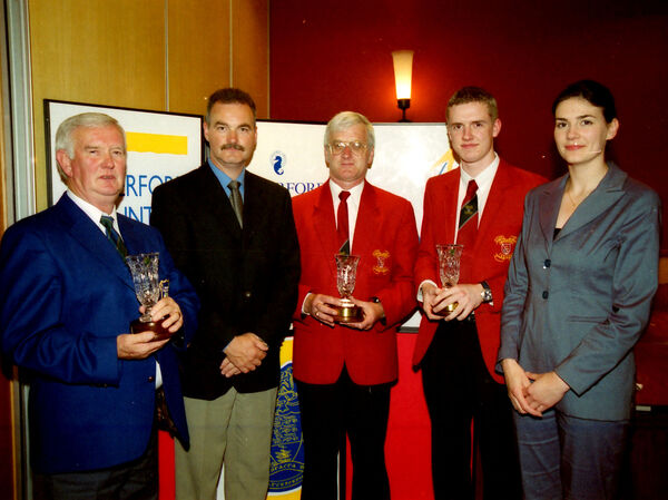 Pictured at Dooley's Hotel for the Annual Youth Awards are the winners of the Culture category, from left, Christy Brophy, Thomas Francis Meagher Fift & drum Band, Youth Group winners, David Treacy, Director of Dublin City Youth Service Board, Michael Quinlan, City of Waterford Brass, Youth Leader Award, Gary Walsh, City of Waterford Brass, Young Person Award and Cathy Hanrahan, WYC, back in 2000. Pictured at Dooley's Hotel for the Annual Youth Awards are the winners of the Culture category, from left, Christy Brophy, Thomas Francis Meagher Fift & drum Band, Youth Group winners, David Treacy, Director of Dublin City Youth Service Board, Michael Quinlan, City of Waterford Brass, Youth Leader Award, Gary Walsh, City of Waterford Brass, Young Person Award and Cathy Hanrahan, WYC, back in 2000.