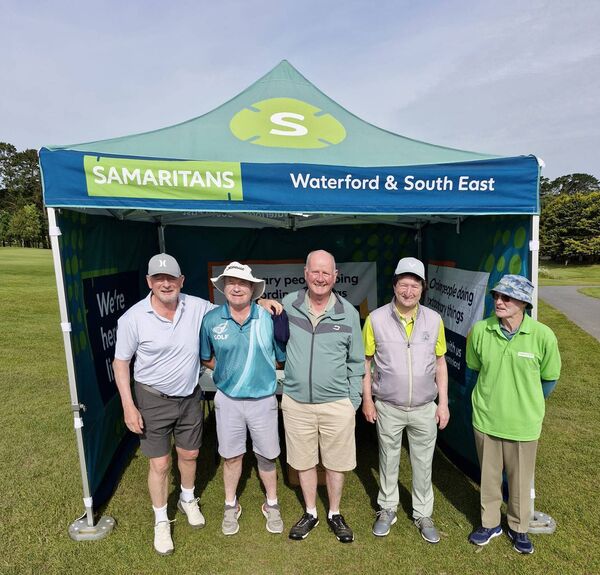A group of Happy Golfers taking part in Tramore Golf Club's second Play in Green day for Samaritans. Included is Stephen Breen, Samaritans. A group of Happy Golfers taking part in Tramore Golf Club's second Play in Green day for Samaritans. Included is Stephen Breen, Samaritans.