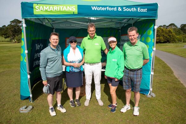 Taking part were Maurice O'Brien, Eimear O'Kane, Lady Captain, Ann O'Brien, Lady Vice Captain and Donnacha O'Kane. Included is Rory Fitzgerald, Samaritans. Photo: John Power Taking part were Maurice O'Brien, Eimear O'Kane, Lady Captain, Ann O'Brien, Lady Vice Captain and Donnacha O'Kane. Included is Rory Fitzgerald, Samaritans. Photo: John Power