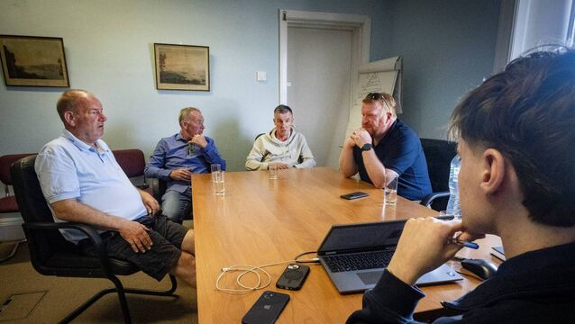 <p>Kenneally survivors, Jason Clancy, Paul Walsh, Colin Power and Kevin Keating, with Waterford News and Star journalist Darragh Murphy this week following the publication of the South East Commission of Investigation. 	Photo: Joe Evans</p>