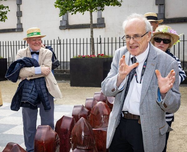 Donnchadh O'Ceallacháin of Waterford Treasures giving a talk on the Irish Wake Museum during the walking tour as part of Bloomsday Waterford. Donnchadh O'Ceallacháin of Waterford Treasures giving a talk on the Irish Wake Museum during the walking tour as part of Bloomsday Waterford.