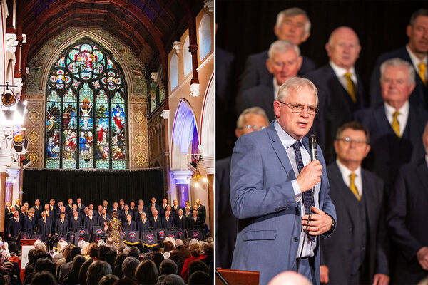 Members of Waterford Male Voice Choir at SETU Chapel, (left), and Musical Director, Cian O'Carroll, (right), for the Waterford Male Voice Choir 25th Anniversary Concert. All Photos: Joe Evans Members of Waterford Male Voice Choir at SETU Chapel, (left), and Musical Director, Cian O'Carroll, (right), for the Waterford Male Voice Choir 25th Anniversary Concert. All Photos: Joe Evans