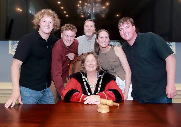Newly elected Mayor of Waterford Metropolitan District, Cllr. Lola O' Sullivan pictured with husband Ronan and children, Tom, Peter, Heather and Joe Breen. Newly elected Mayor of Waterford Metropolitan District, Cllr. Lola O' Sullivan pictured with husband Ronan and children, Tom, Peter, Heather and Joe Breen.