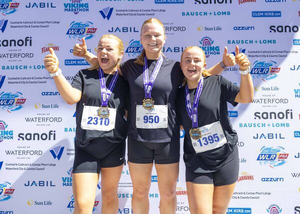 Pictured at the WLR Waterford Viking Marathon 2026 are Leah, Chloe and Caoime Vereker. Pictured at the WLR Waterford Viking Marathon 2026 are Leah, Chloe and Caoime Vereker.