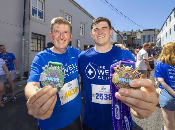Pictured at the WLR Waterford Viking Marathon 2026 are Dr Mark Rowe and his son Malcolm. Pictured at the WLR Waterford Viking Marathon 2026 are Dr Mark Rowe and his son Malcolm.